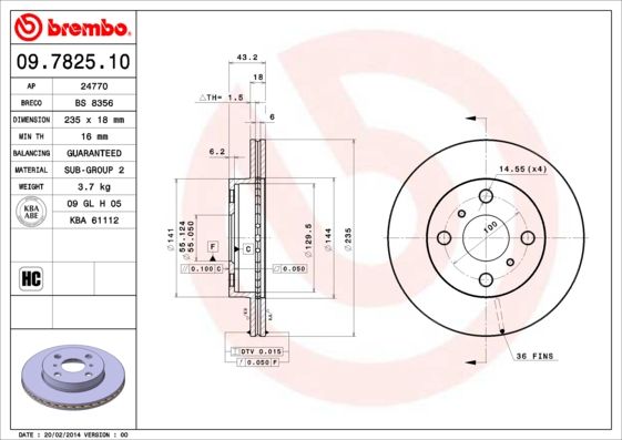 Гальмівний диск, Brembo 09.7825.10