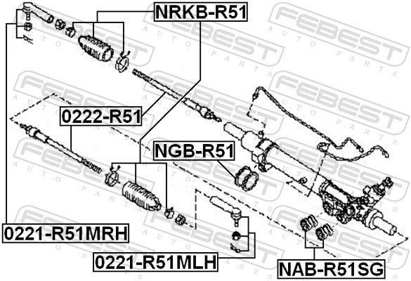 Наконечник, поперечна кермова тяга, Febest 0221-R51MLH