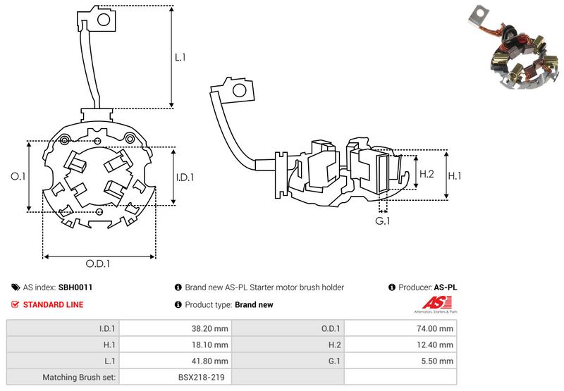 AS-PL SBH0011 Holder, carbon brushes