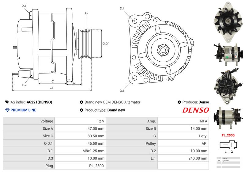 AS-PL A6221(DENSO) Alternator