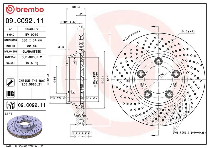 BREMBO 09.C092.11 Brake Disc