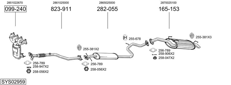 BOSAL kipufogórendszer SYS02959