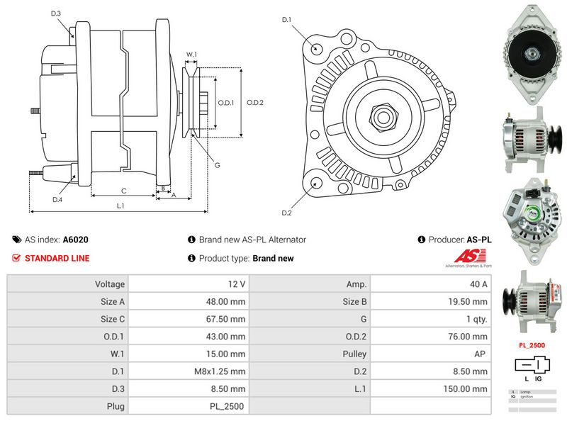 AS-PL A6020 Alternator