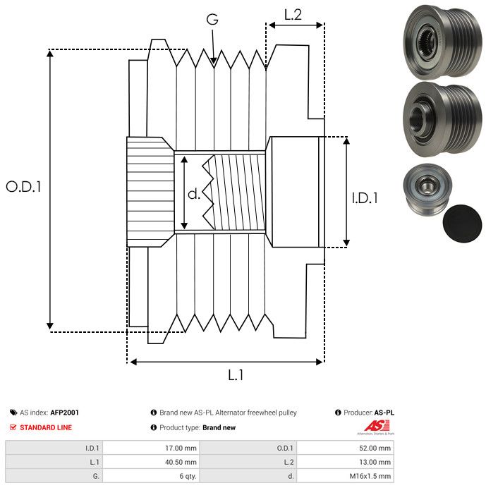 AS-PL AFP2001 Alternator Freewheel Clutch