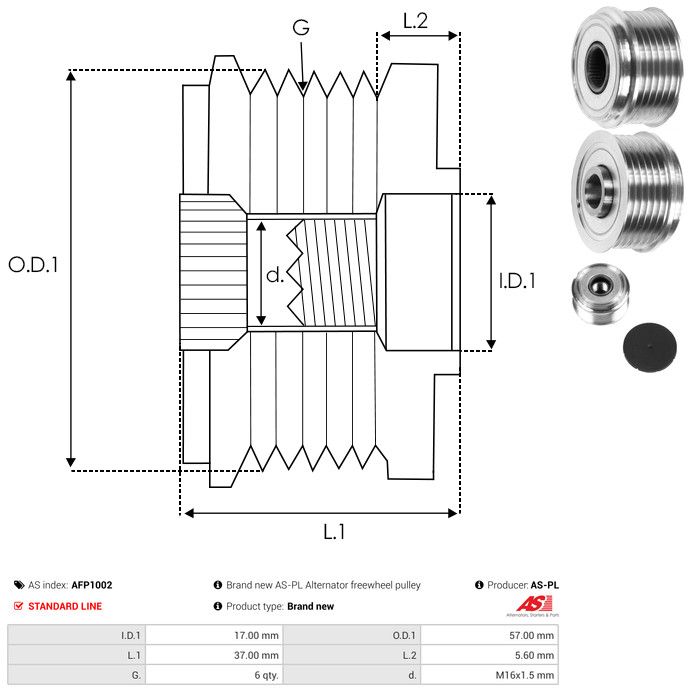 AS-PL AFP1002 Alternator Freewheel Clutch