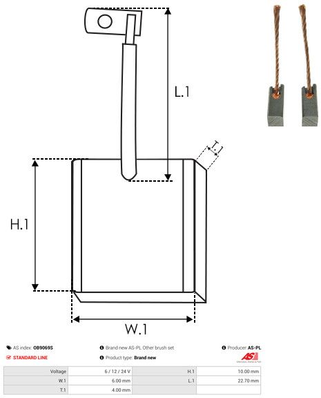 AS-PL OB9069S Carbon Brush, alternator