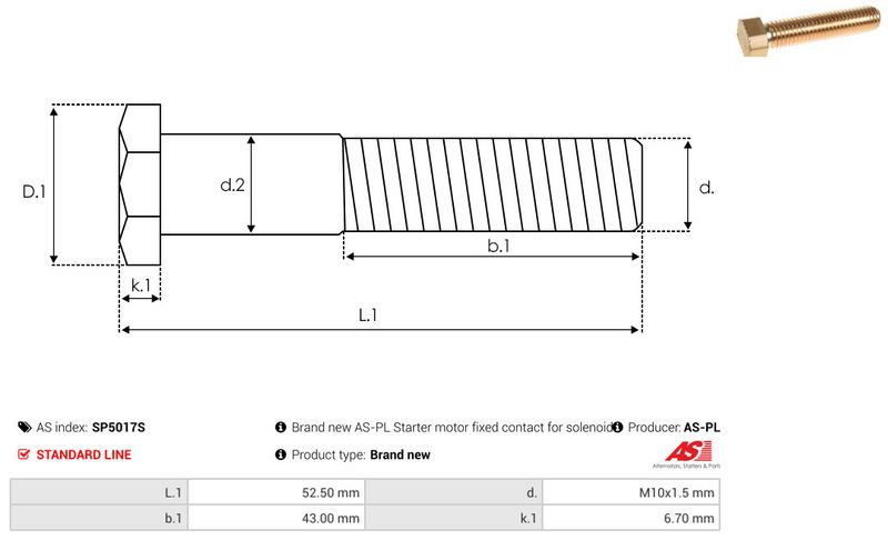 Remondikomplekt, Starter, AS-PL SP5017S