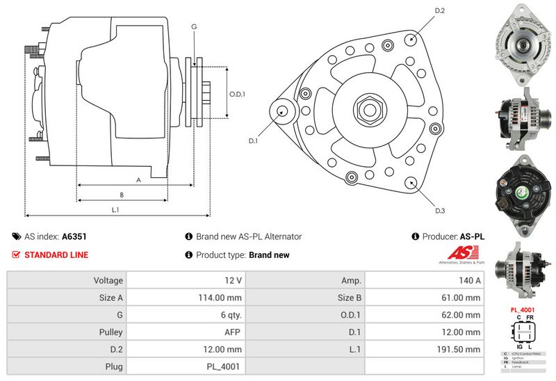 AS-PL A6351 Alternator