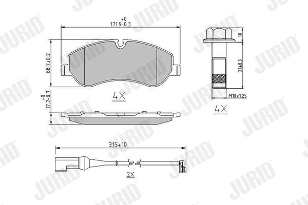 JURID FORD тормозов.колодки передний Transit 2,2TDCi 13-