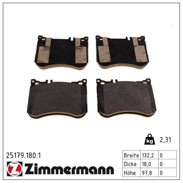 комплект спирачно феродо, дискови спирачки ZIMMERMANN
