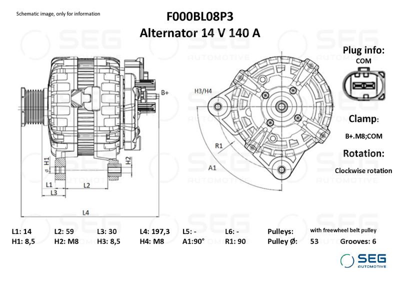 SEG Automotive F000BL08P3 Alternator