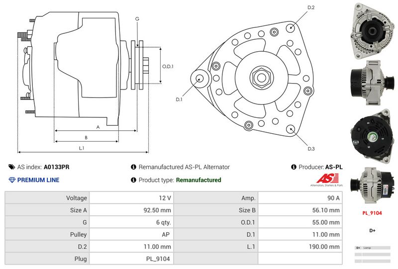 AS-PL A0133PR Alternator