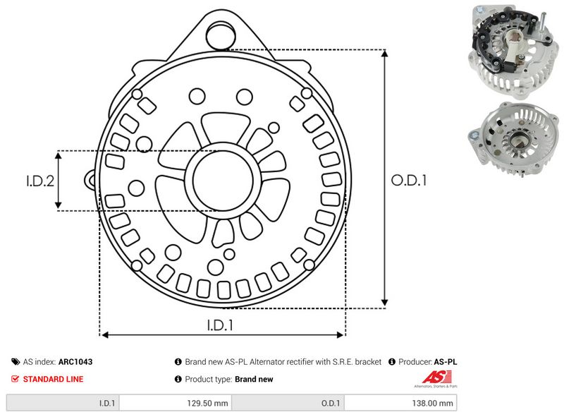 AS-PL ARC1043 Rectifier, alternator
