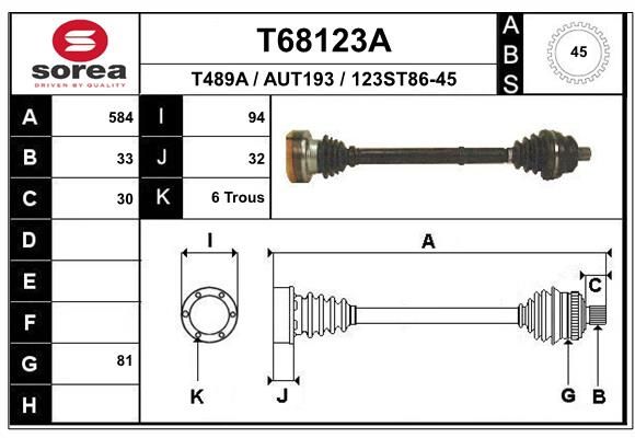 EAI hajtótengely T68123A