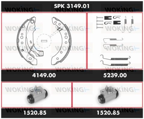 Комплект гальма, барабанне гальмо, Woking SPK314901