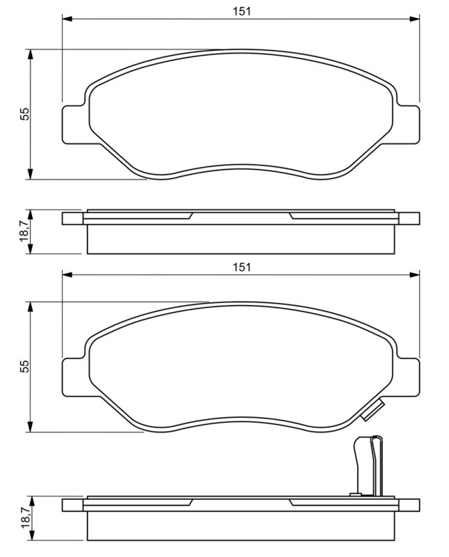 Piduriklotsi komplekt, ketaspidur, BOSCH 0 986 494 345