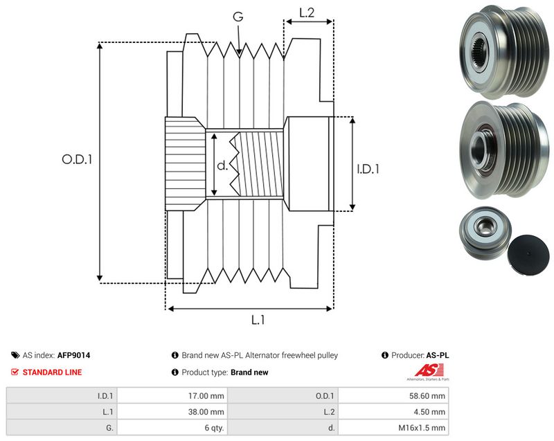 AS-PL AFP9014 Alternator Freewheel Clutch