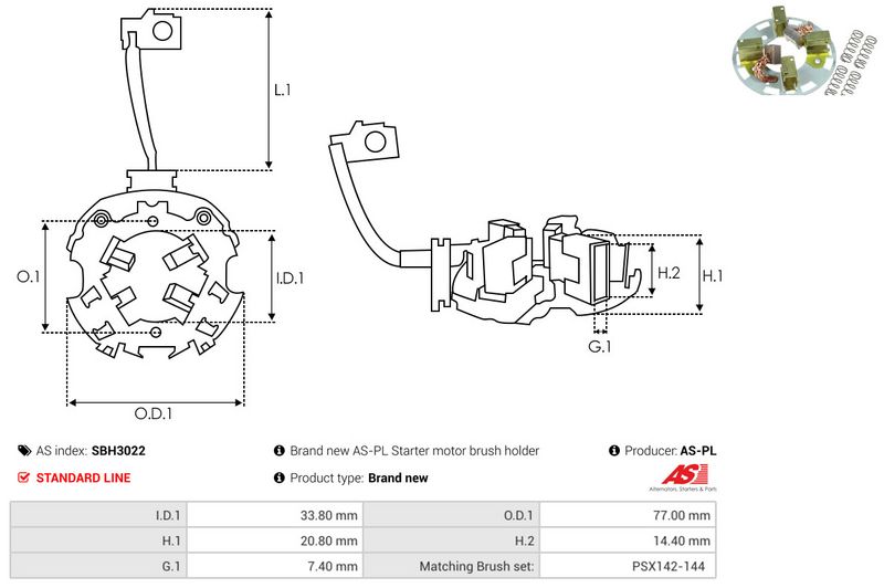 AS-PL SBH3022 Holder, carbon brushes