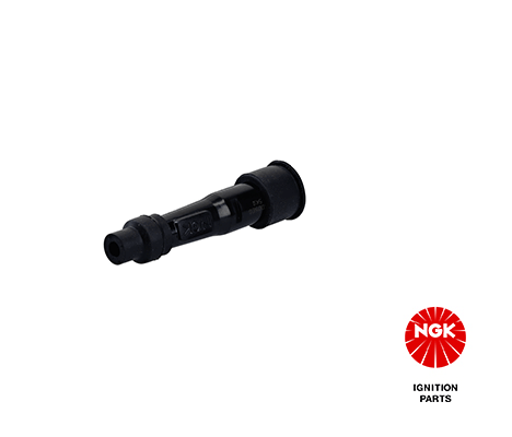Bougie pijp, hoek: 180°, Lang, bougie draad: 10/12mm, aansluiting: SAE moer, materiaal behuizing: Eboniet, kleur bougiedop: zwart past: KTM DUKE, LC4, SXC 625/640E/640E (Sup.Mot.) 2003-2005