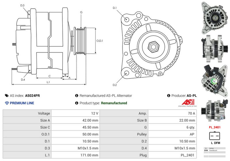 AS-PL A5024PR Alternator
