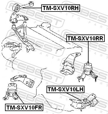 Опора, двигун, Febest TM-SXV10RR