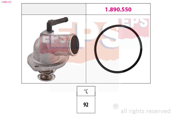 Термостат, охолоджувальна рідина, 92°C, Opel Astra G/Zafira 1.4/1.6 16V 98- 92C, Eps 1880157