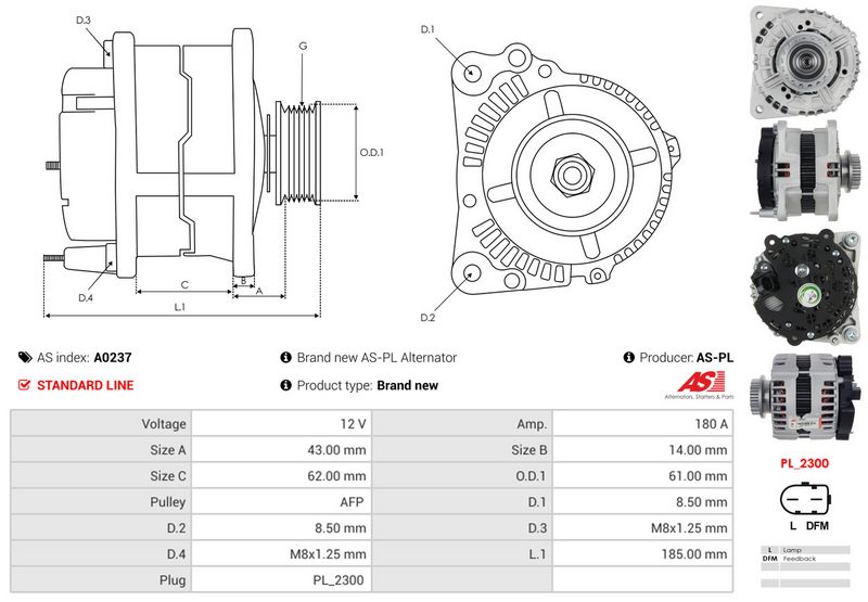 AS-PL A0237 Alternator