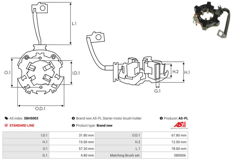 Kinnitus, süsinikuharjad, AS-PL SBH5003