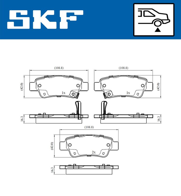 Комплект гальмівних накладок, дискове гальмо, Skf VKBP90439A