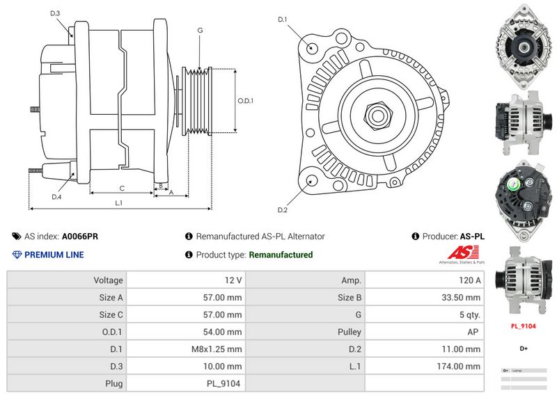 AS-PL A0066PR Alternator