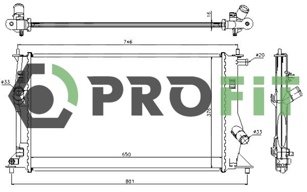 Радіатор, система охолодження двигуна, Profit 1740-0220