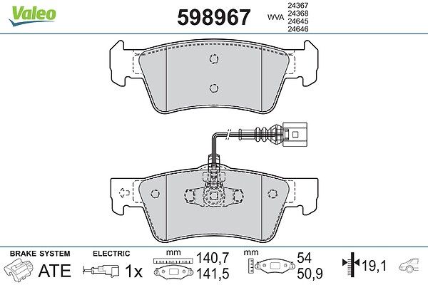 Piduriklotsi komplekt, ketaspidur VALEO 598967