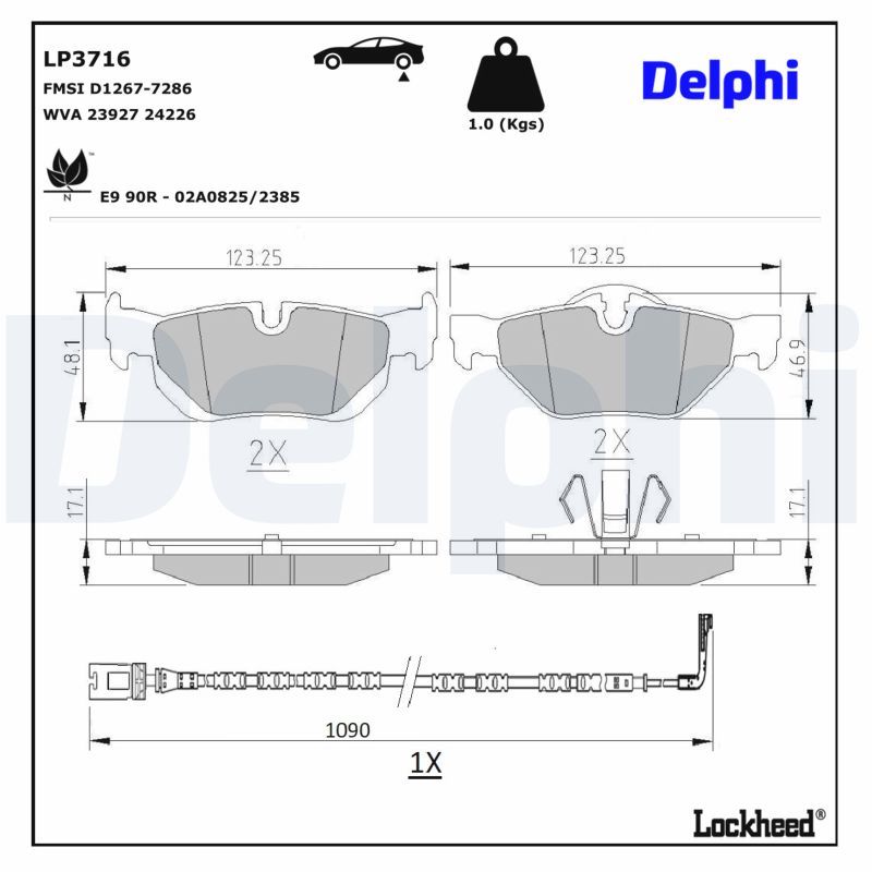 Set placute frana,frana disc LP3716 DELPHI