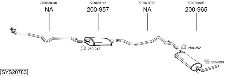 BOSAL kipufogórendszer SYS20783