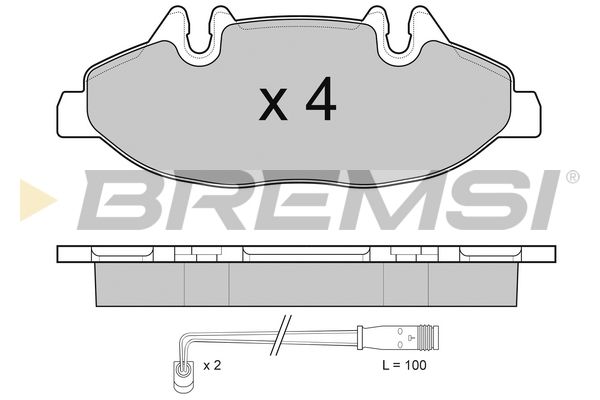 Комплект гальмівних накладок, дискове гальмо, Bremsi BP3100