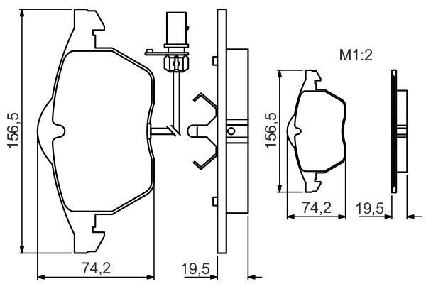 BOSCH тормозные колодки передний VW Passat 97- AUDI 100 91-, A6 94-круглый разъем