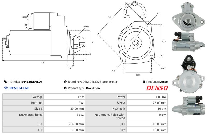 AS-PL S6473(DENSO) Starter