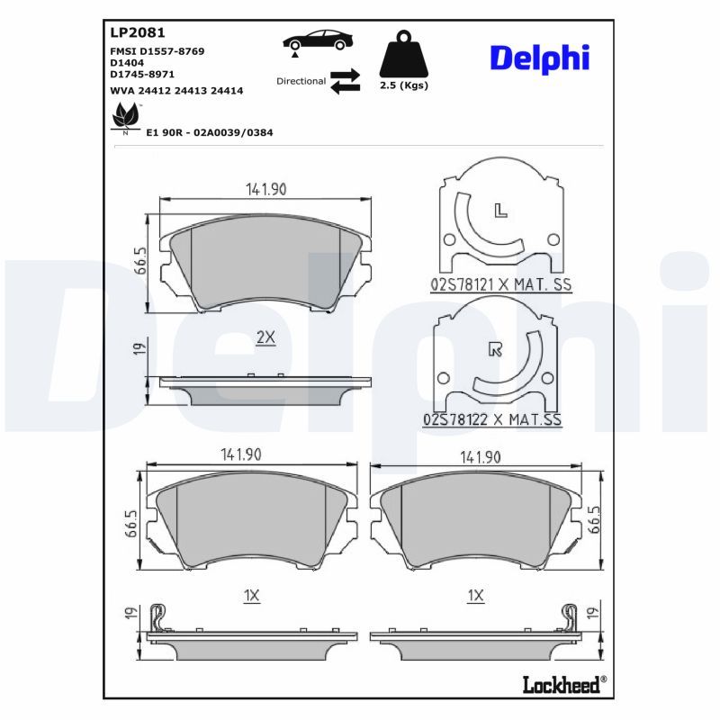 Piduriklotsi komplekt, ketaspidur, DELPHI LP2081