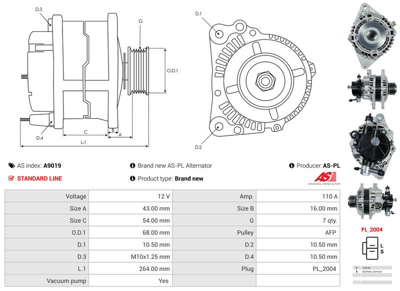 AS-PL A9019 Alternator