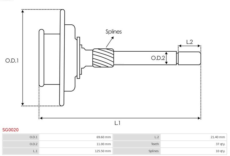 Коронна шестірня, планетарна передача (стартер), Auto Starter SG0020