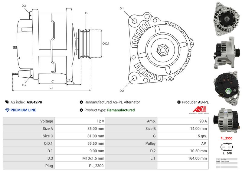 AS-PL A3642PR Alternator