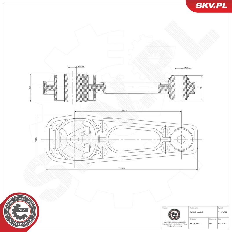 Paigutus, Mootor, ESEN SKV 75SKV089