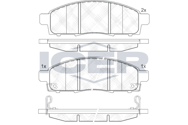 Комплект гальмівних накладок, дискове гальмо, Icer 141966