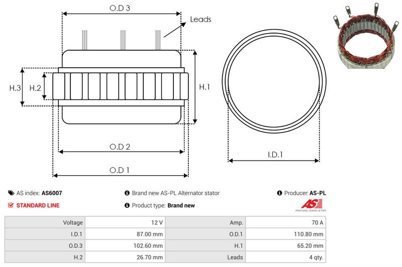 Staator, generaator, AS-PL AS6007