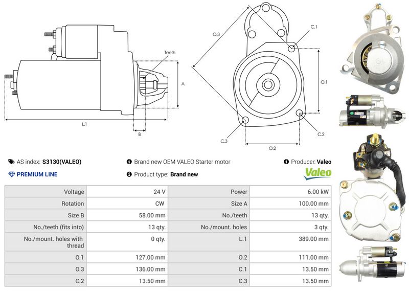 AS-PL S3130(VALEO) Starteris