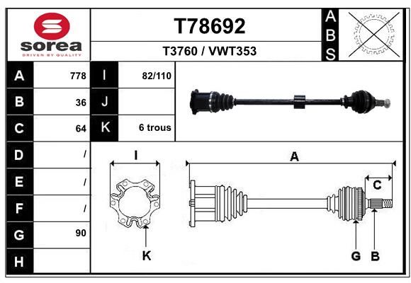 EAI hajtótengely T78692