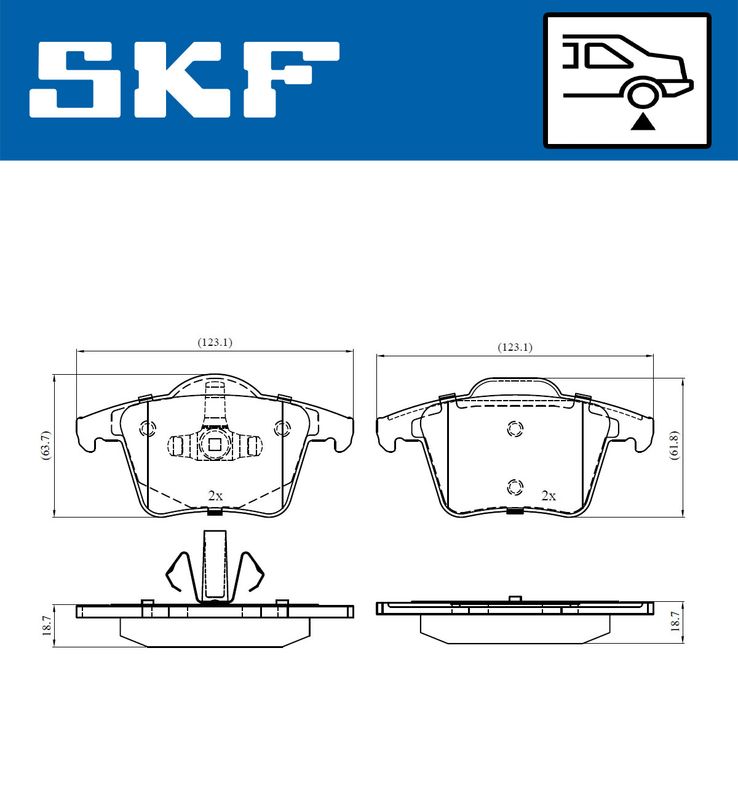 Комплект гальмівних накладок, дискове гальмо, Skf VKBP90392