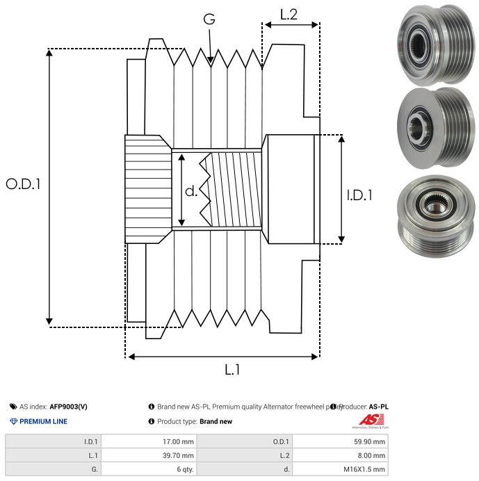 AS-PL AFP9003(V) Alternator Freewheel Clutch