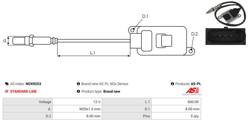 AS-PL NOX9253 NOx Sensor, urea injection