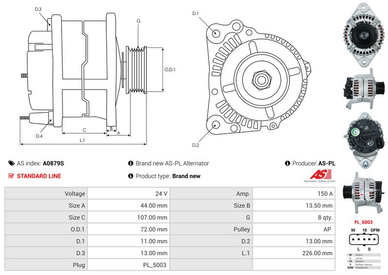AS-PL A0879S Alternator